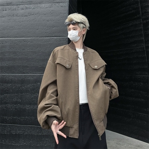 美式复古做旧织线设计工装夹克外套简约休闲街头情侣服HY682/P80图片