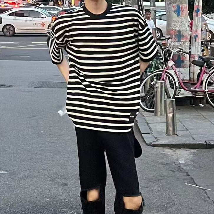 百搭条纹短袖抖音得物现货可送样高克重A061-AT01136-特P30-网图图片