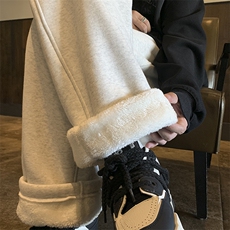 新款加绒加厚羊羔毛直筒卫裤XZ604-K113-P60控78，男装休闲裤，星座604
