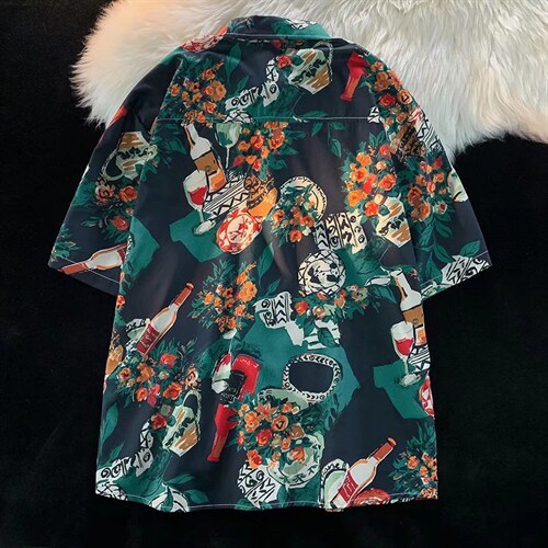 夏季短袖衬衫夏威夷宽松休闲品质复古衬衫四面弹布料CT121P35,男装衬衫,星座1116-2