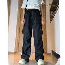 抖音直播男女工装裤大口袋中性风抽绳束脚冲锋裤A07P45，男装工装外套，星座1013
