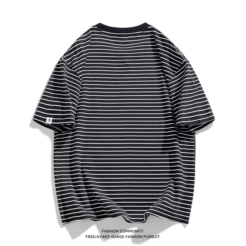 抖音天猫得物品质200克cityboy时尚夏季条纹百搭短袖T恤TX232-P40,男装T恤,星座1109