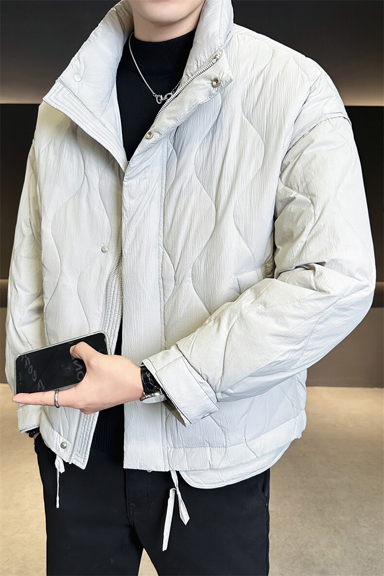 90标新款假两件菱格绗缝设计白鸭绒羽绒服保暖上衣-YR8093-P269,男装羽绒服,电商D342