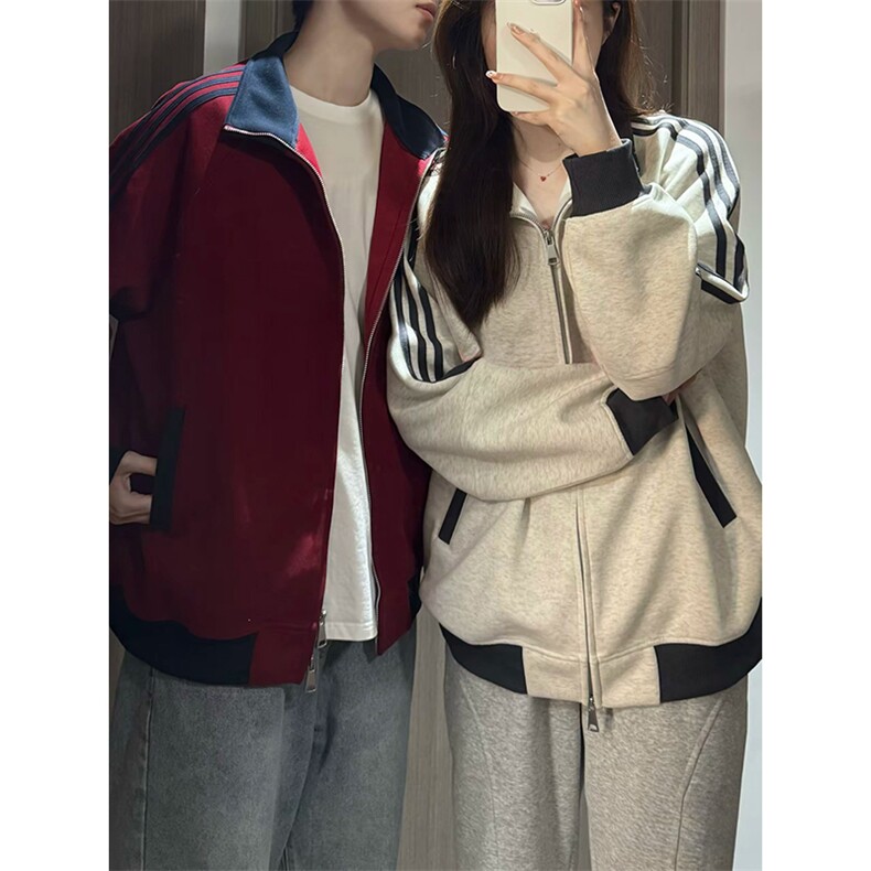 抖音得物高品质美式高街重磅结构设计拼接织带立领卫衣外套CM42，女装短外套，电商A486-1