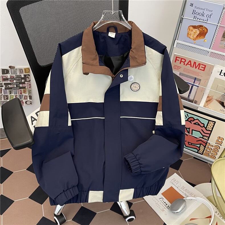 美式潮牌工装棒球夹克男女春秋街头宽松休闲百搭外套W6861-P78图片