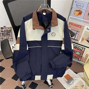 美式潮牌工装棒球夹克男女春秋街头宽松休闲百搭外套W6861-P78图片