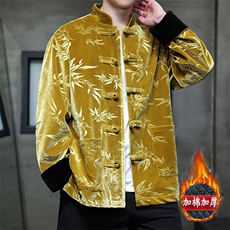现货新中式风男装大码竹叶压花丝绒保暖棉衣MY9913-P130控188，男装棉衣，电商A021
