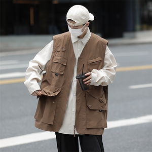 日系复古工装马甲男女生学院风多口袋宽松休闲潮流背心MJ038-P45图片