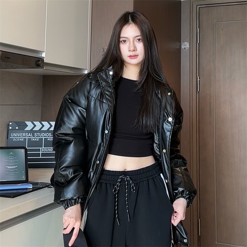 现货中性冬季宽松美式高街PU皮棉衣假两件外套XZ811A-MF120-P135,男装棉衣,星座811A