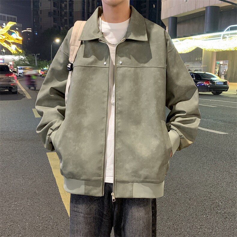 美式复古翻领皮衣外套男美拉德高级感麂皮绒情侣夹克,男装夹克,星座410-6（原星座1304-1）