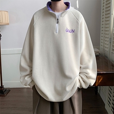摇粒绒卫衣D5237-TP50控价68冬季加绒刺绣宽松半拉链翻领外套，男装卫衣，电商A102-1
