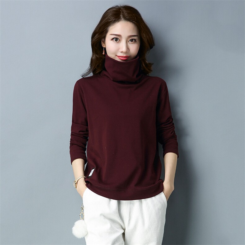 高领长袖打底衫女秋冬2024新款中年妈妈内搭t恤洋气加厚百搭上衣，女装卫衣/绒衫，鑫鑫格