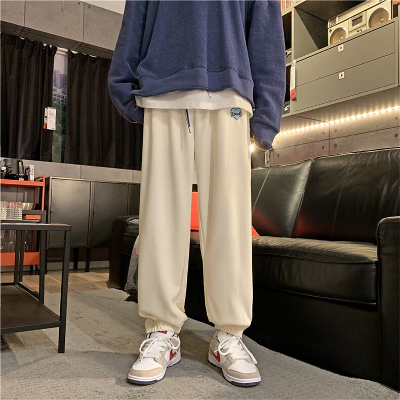 大码S-3XL秋冬加厚华夫格日系休闲百搭直筒束脚裤K1769-P40,男装休闲裤,星座512-4