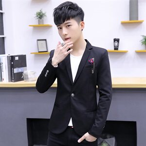 2021春秋装男士小西服修身韩版潮青年便西英伦西装男发型师图片
