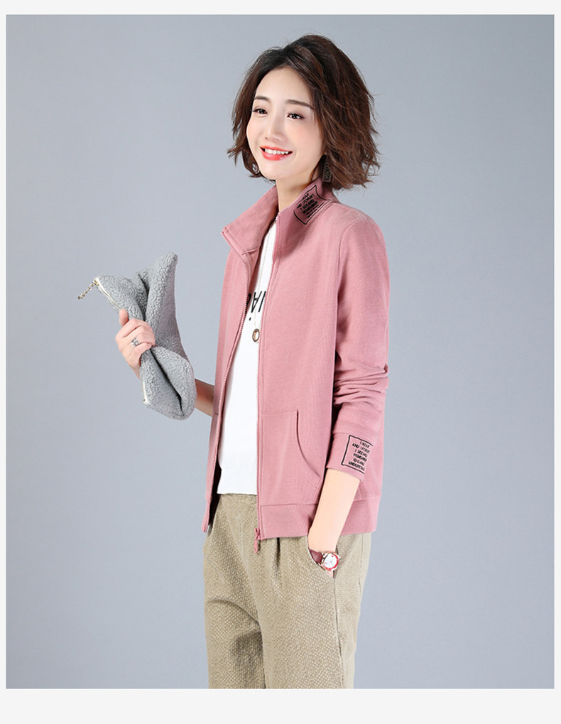 2023年春季新款短外套女士短款韩版修身显瘦立领棒球服女春秋开衫,女装短外套,简韵佳
