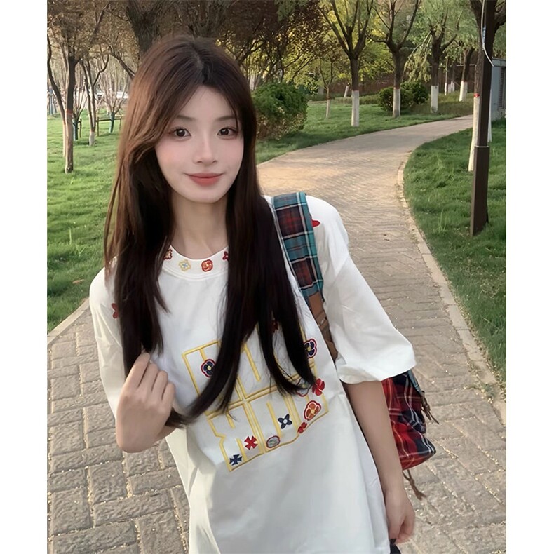 万针全刺绣工艺抖音得物高品质260克重磅纯棉双纱美式高街短袖T恤,男装T恤,电商A486
