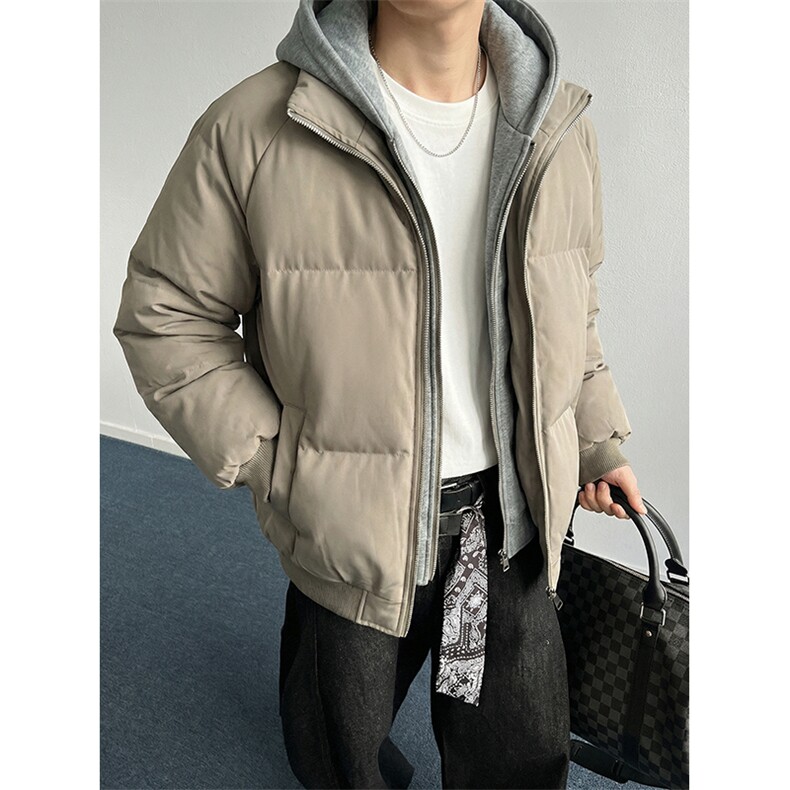 现货高品质重磅工艺美式高街假两件PU皮棉衣男女加厚棉服外套,男装棉衣,电商A486
