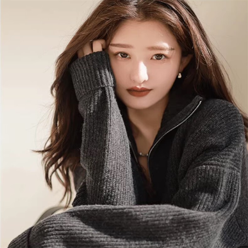 秋冬新款中长款开叉毛衣女修身显瘦百搭时尚针织衫,针织衫/毛衣,佳绒高端店