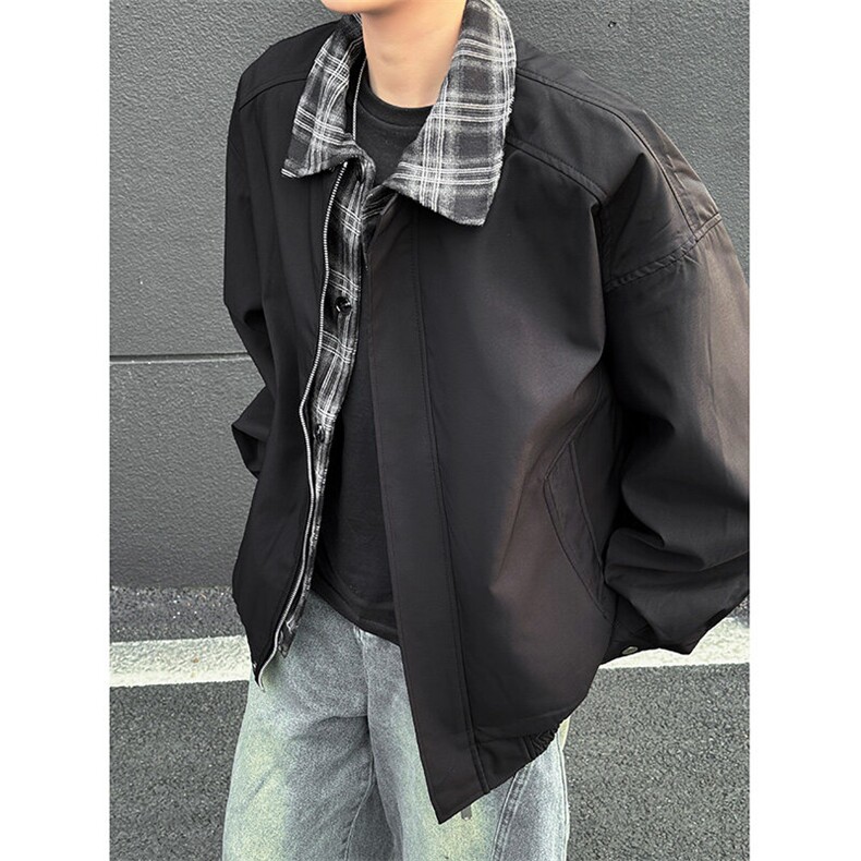 2025春季新款美式街头假两件拼接撞色夹克外套男生现货W8535-P65,男装夹克,星座512-4