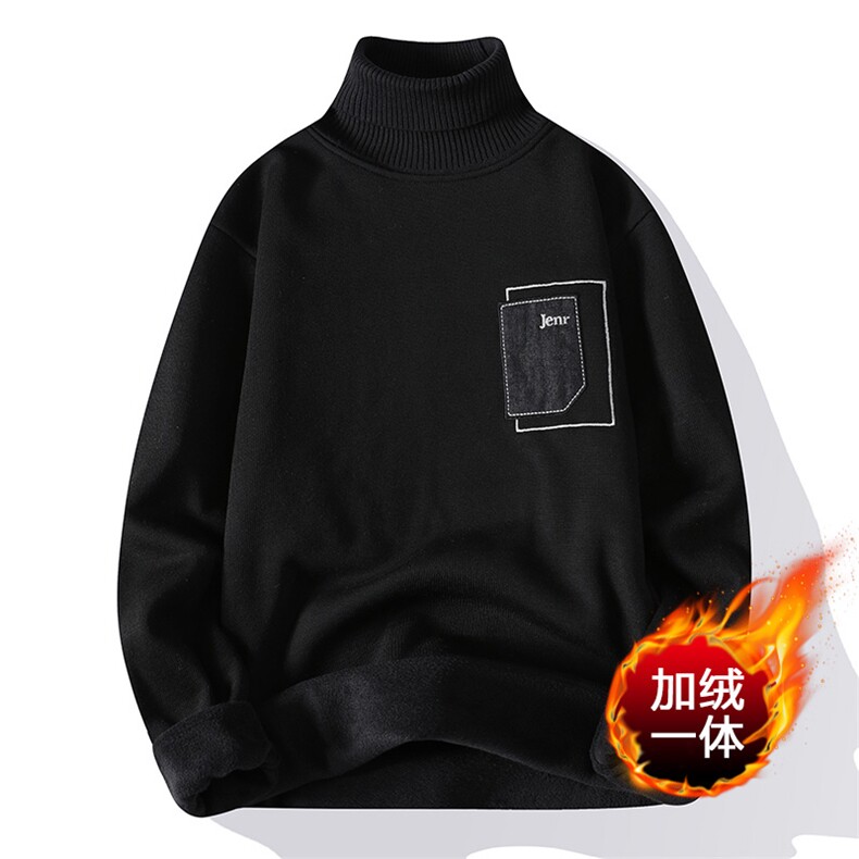 1018-1-M190-P26一体绒高领男士毛衣针织衫冲量款青少年时尚帅气图片