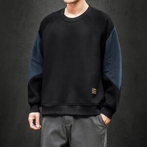 2021秋季新日系马切达大码拼接男休闲圆领宽松卫衣W5003-P40图片