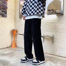 灯芯绒直筒阔腿裤子男春秋季拼接大码裤子A394P35,男装休闲裤,星座1116-2