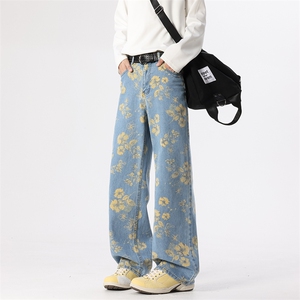 B221 美式ins高街暗黑绣花宽松直筒牛仔裤LK25578-特P45控78图片