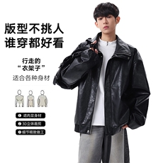 春季潮牌皮衣美式复古情侣翻领PU皮休闲宽松皮夹克外套JK0263-P78，男装夹克，星座308B-2