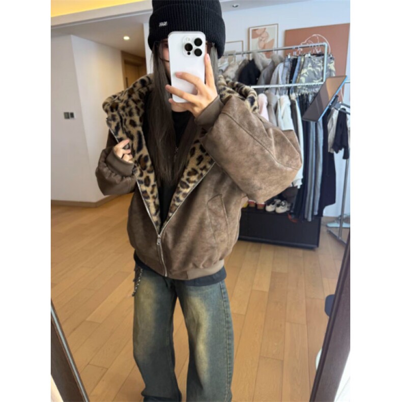 现货 网图 荔枝纹PU皮座山豹加绒加厚双面穿豹纹棉服M797-特P95图片