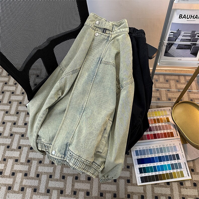 牛仔外套男美式宽松休闲立领夹克港风时尚潮牌上衣服JK0893-P75,男装工装外套,星座308B-2