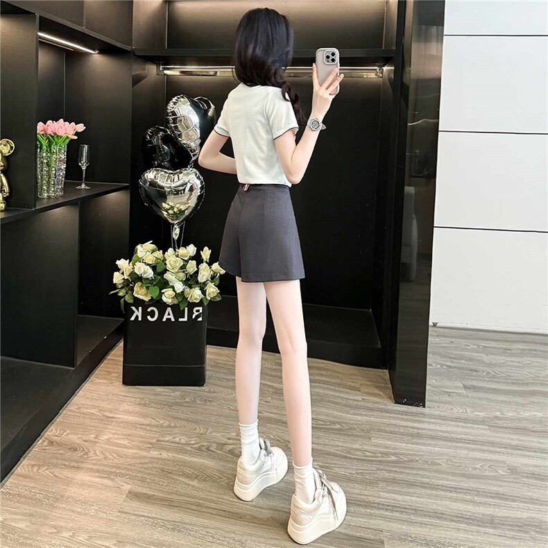 女夏新款穿搭运动套装洋气减龄纯色圆领短袖上衣百褶裤裙两件套潮,女装套装/套裙,江南
