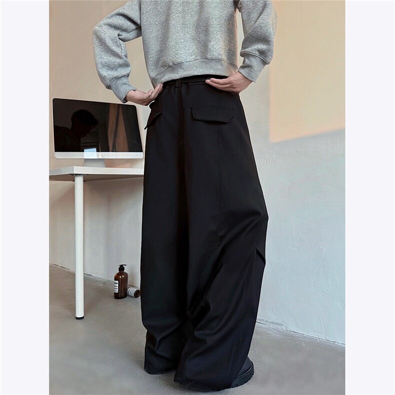 加厚垂感褶皱西裤男女弯刀裤cleanfit阔腿长裤2026春季新款P68，男装西裤，电商C306-1