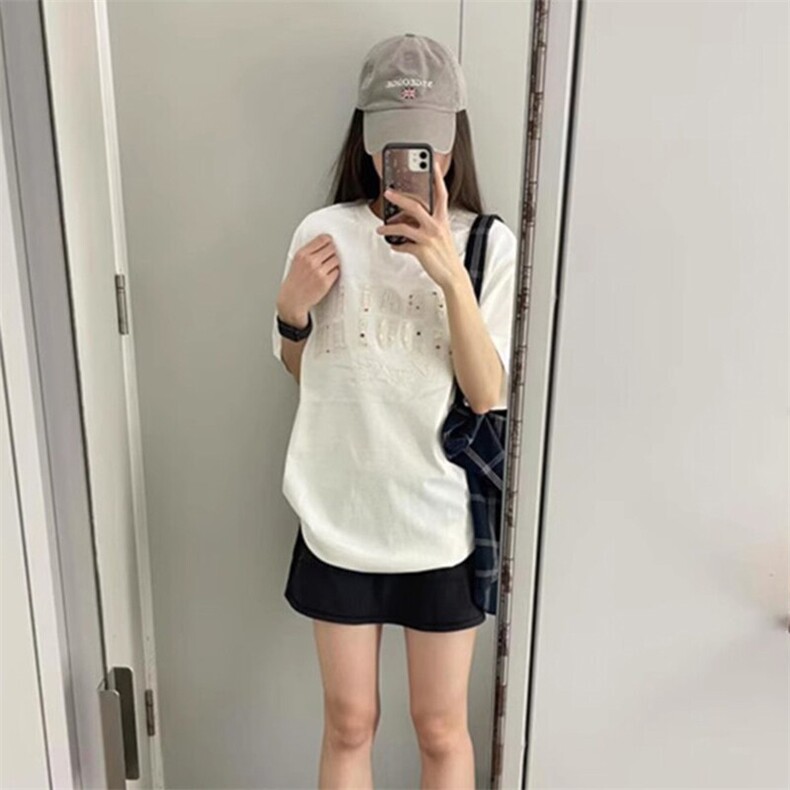 万针全刺绣工艺抖音得物高品质260克重磅纯棉双纱美式高街短袖T恤,男装T恤,电商A486