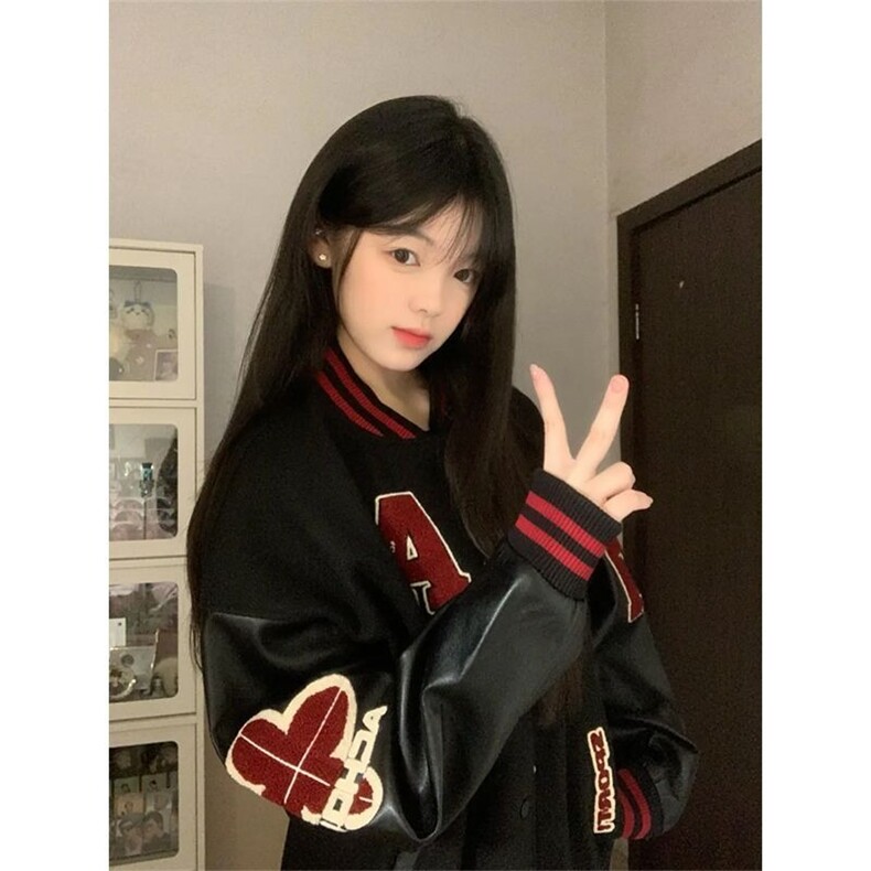 春秋款重磅拼接字母刺绣棒球服男女美式风夹克外套JKK766,男装夹克,星座516A