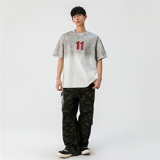 2025新款潮牌短袖宽松韩版字母印花扎染工艺T恤T8825/P5588，男装T恤，星座202