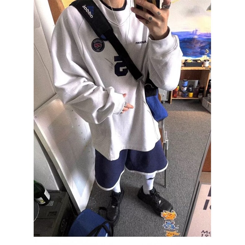 美式复古刺绣宽松运动卫衣男潮牌小众休闲球服外套insL66022-P50,女装短外套,星座1008