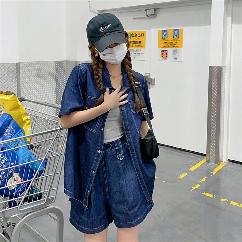 蓝色翻领牛仔短外套女2023春夏季新款韩版小个子炸街洋气时髦上衣图片