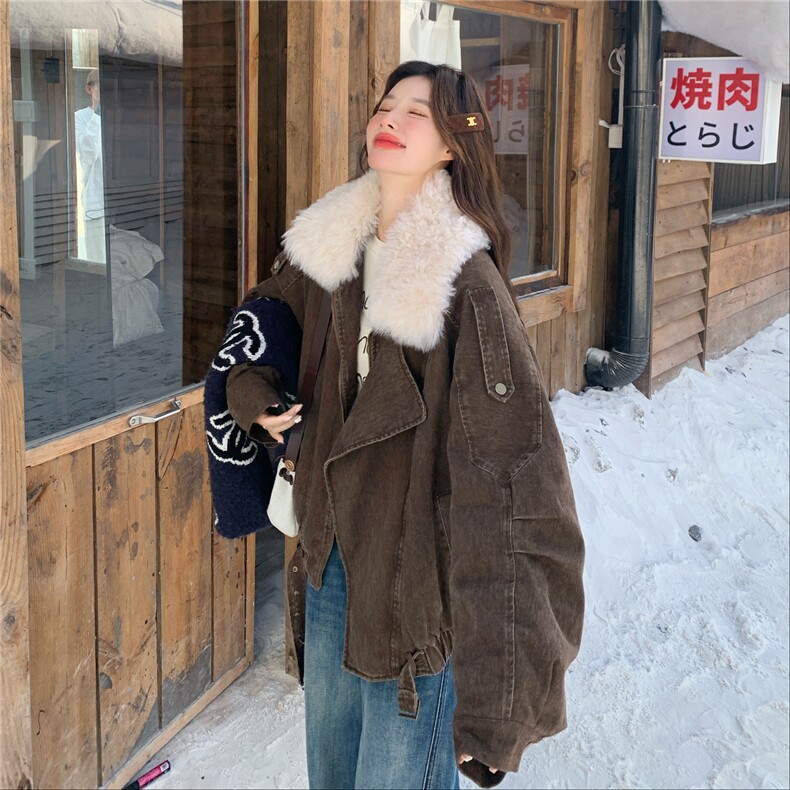 出货中90绒韩系机车风大翻领派克羽绒服外套女2C325-578P325K478,女装羽绒服,2C325