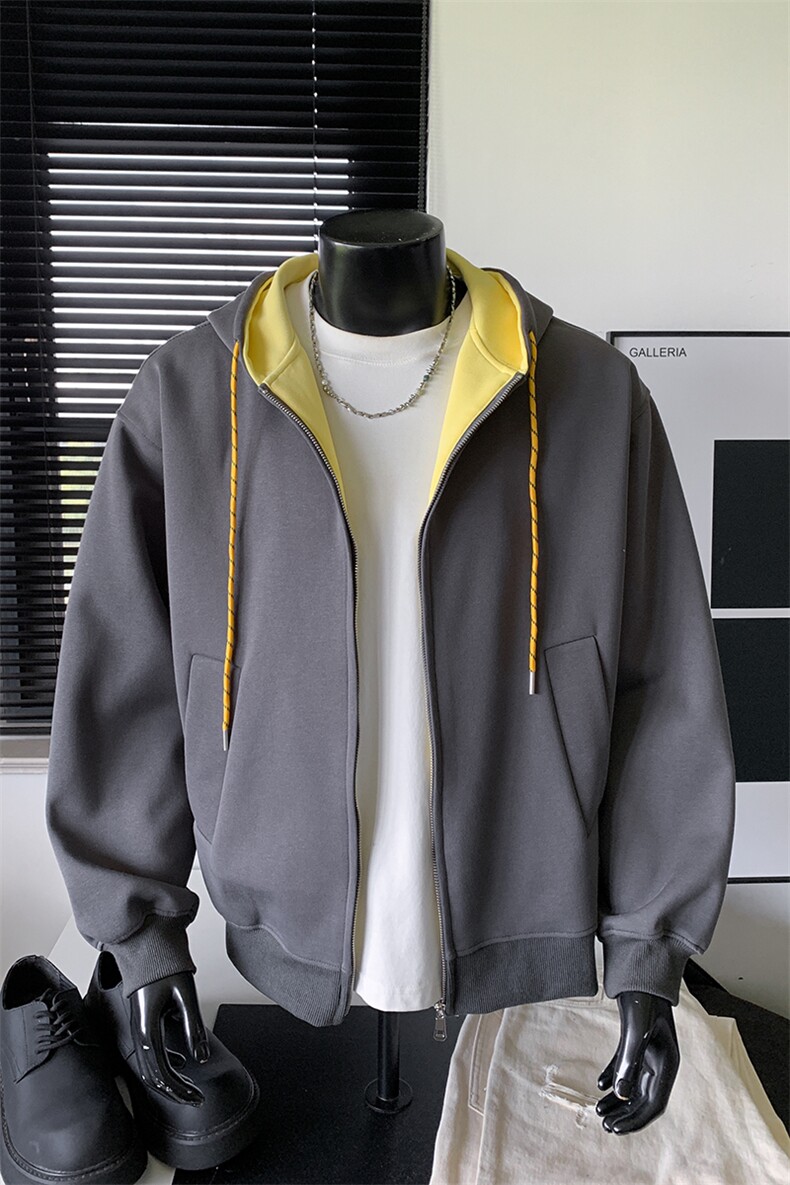 重磅boxy短款500克拉链连帽卫衣开衫加绒奥粒绒RH5601JR-P63,男装卫衣,星座610B-1