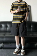 夏季休闲条纹高克重圆领T恤，男装T恤，星座703