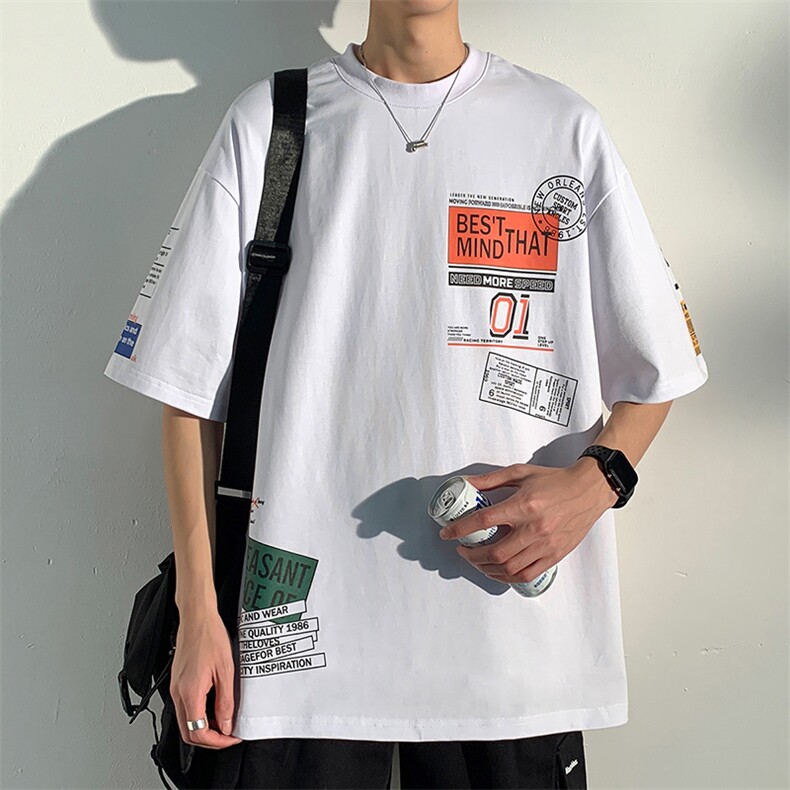 220克索罗纳冰丝2023新款五分袖T恤潮牌宽松体恤A436-502-P32,男装T恤,电商A436