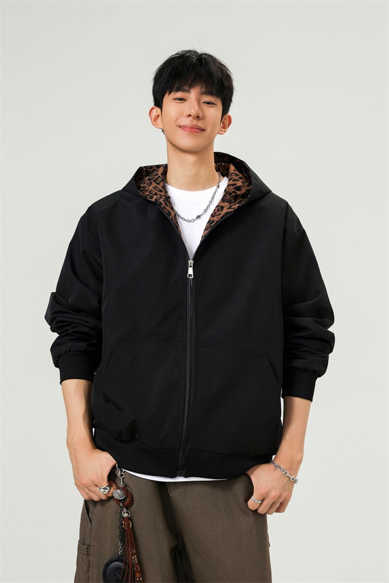 可二开豹纹元素大码M-5XL连帽夹克男聚酯纤维JK78091P69控108,男装夹克,星座226-1