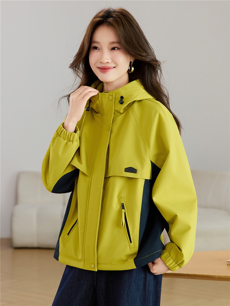 现货2025新款加绒连帽女士休闲时尚连帽派克服,女装派克服,木子恋