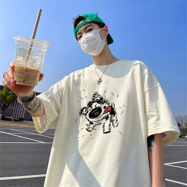 量大优供视频220克美式短袖t恤T2895得物直播有280克品质,男装T恤,电商A486