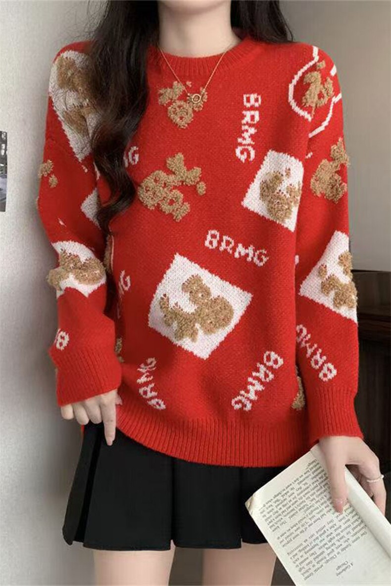 福字女士秋冬针织衫新年款舒适休闲,针织衫/毛衣,萱芳婷羊绒