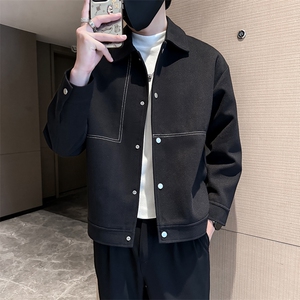 轻熟风高端呢子明线宽松韩版外套 大衣夹克男A236-JK5037-P130图片