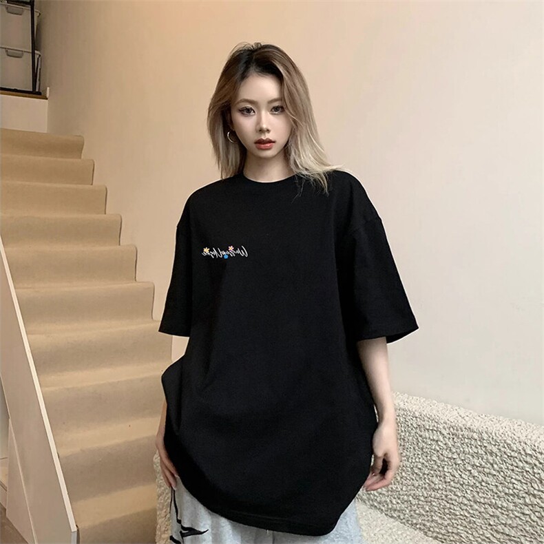 万针全刺绣工艺抖音得物高品质260克重磅纯棉双纱美式高街短袖T恤图片