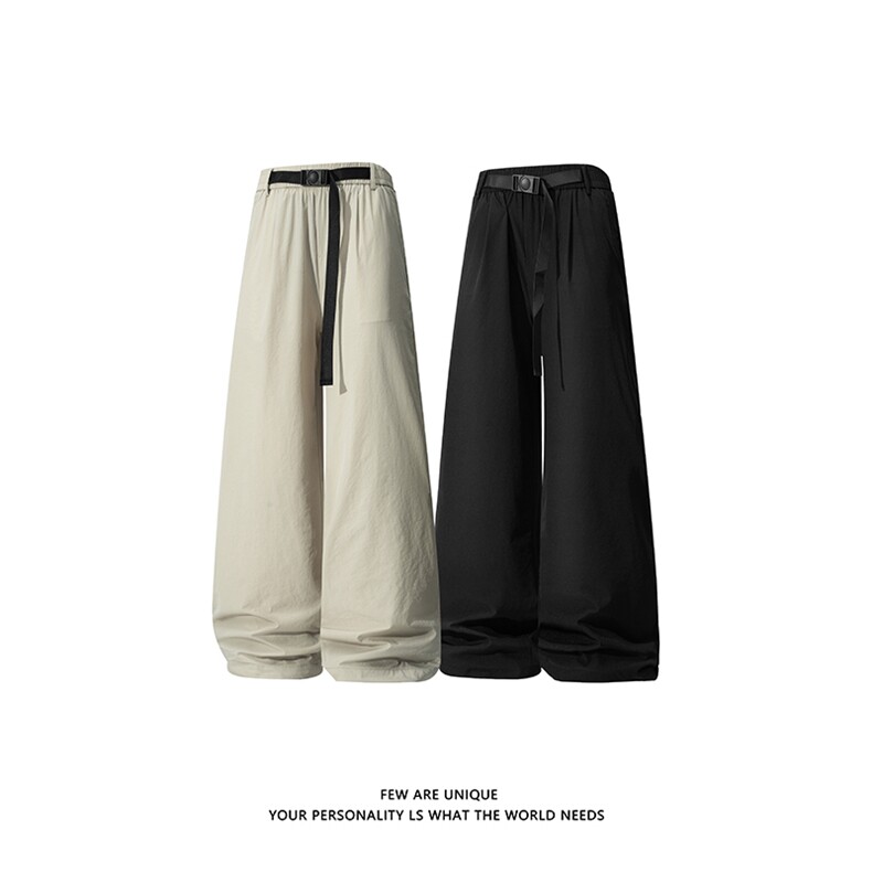 白底冰丝裤子男士夏季潮流宽松直筒百搭休闲西裤-A1045TP45控68，男装西裤，电商B241