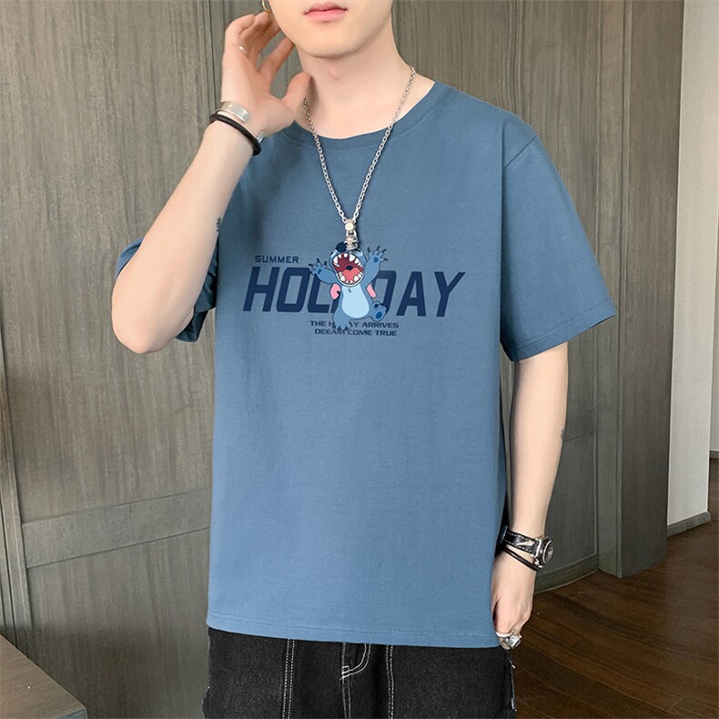 2026夏季新款潮流男士字母印花青少年圆领短袖T恤打底衫DT91-P10,男装T恤,星座1816-2（原1210–2）