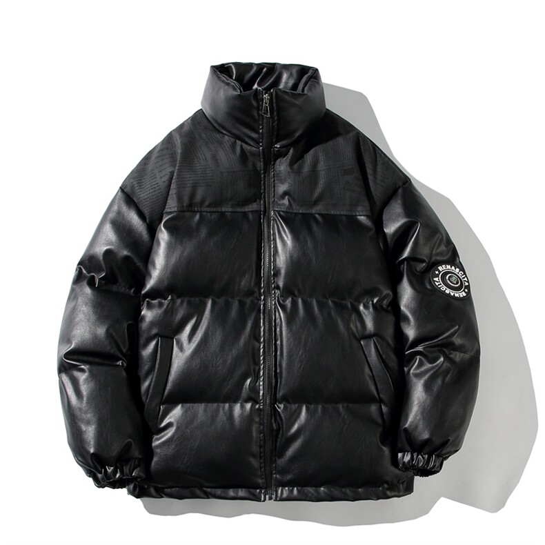 品质！白底平铺PU皮棉服冬季宽松棉衣立领冬装棉袄PM01-P115限158,男装棉衣,电商B370